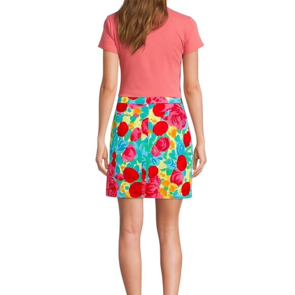 Talbots Pink Red Yellow Floral Casual Straight Pencil Stretch Skirt Women's 4 - Picture 2 of 11
